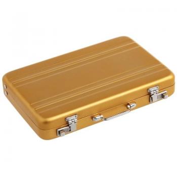 Maletín dorado con combinación para tarjetas