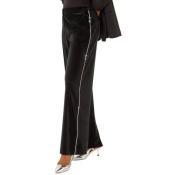 Pantalon side trim noir en velours de luxe