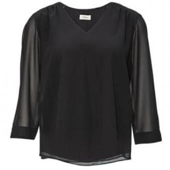 S.Oliver BLACK LABEL Chiffonbluse mit Schulterraffung