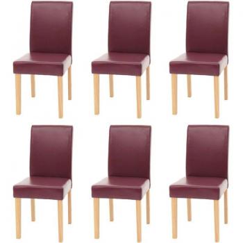 Set di Sedie Soggiorno/Cucina Littau 6x in Ecopelle Rossa con Piedini Bianchi