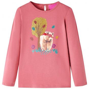 VidaXL Kinder-Langarmshirt Altrosa mit Bärenmuster 116