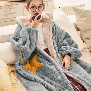 Robe de Chambre Polaire avec Capuche Femme