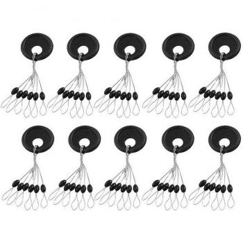 60pcs Black Rubber Fishing Line Space Beans Stoppers