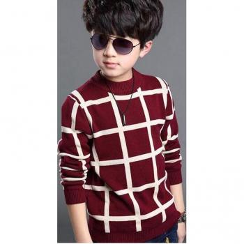 Jacquard Cotton Sweater Coat for Kids 4-10Y
