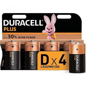 Pilas LR20 Duracell Plus D 1,5V Blíster de 4