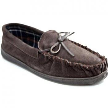 Mens Brown Suede Moccasin Slipper