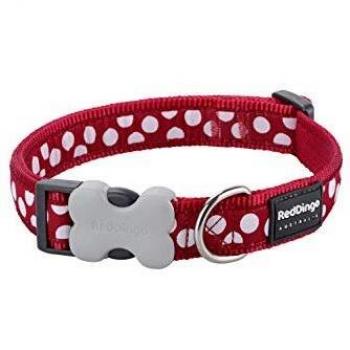 Collier pour Chien Rouge à Pois Blanc 20-32 cm x 12 mm