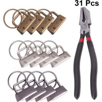30pcs Fabric Keychain Hardware with Key Ring and Wrench Tool