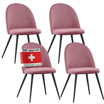 Albatros Vintage Esszimmerstühle 4er Set CAPO mit Samt-Bezug in Rosa