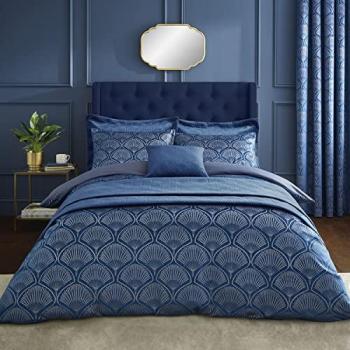 Catherine Lansfield Navy Blue Art Deco Pearl Duvet Set