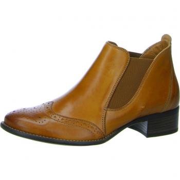 Damen Chelsea Stiefelette Paul Green 7358-062, Nappaleder, Gummizüge, cognac