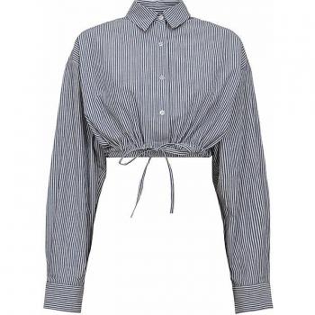 DESIGNERS REMIX Cropped Bluse Harriet Hellblau Größe 40 Damen