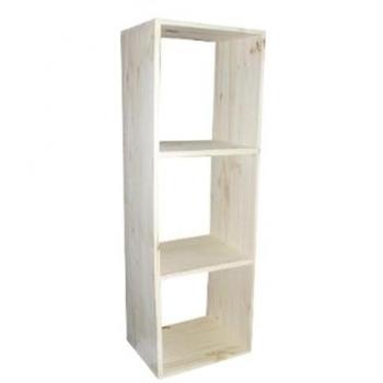 Cubo de Almacenamiento de Madera Maciza de Pino con 3 Compartimentos