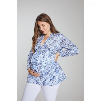 Blusa Bellieva Donna Blu, Cotone, Scollo a V, Taglia 24/26