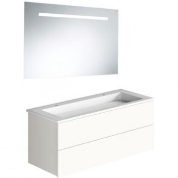 Meuble double vasque BURGBAD 120 cm Cosmo blanc mat avec miroir inclus