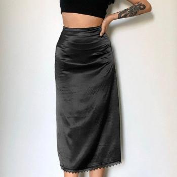 Marron Trapèze Satin Femme Y2K