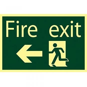 Draper Glow In The Dark 'Fire Exit Arrow Left' Safety Sign | 72721