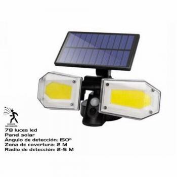 Aplique Solar con Sensor 78 Leds para Exterior