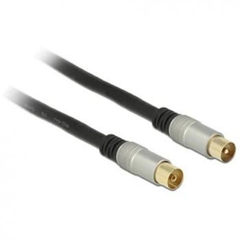 Delock 88946 2m Antennenkabel IEC Stecker auf IEC Buchse RG-6/U quad shield schwarz