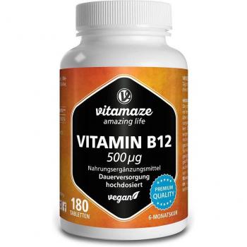 Vitamin B12 500 µg Vegan Tabletten, 180 Stück