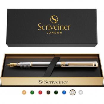 Scriveiner Goldene Feder Füllfederhalter (Silber)