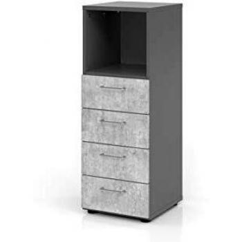 Regal 3OH 40x42x110 cm 4 Schübe graphit/Beton
