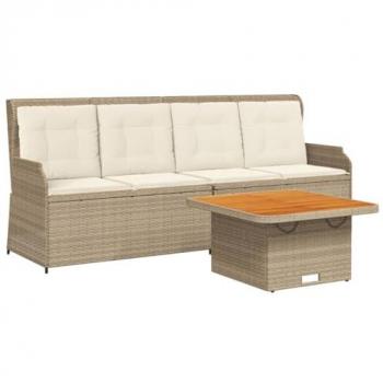 Set di Divani da Giardino 3 pz con Cuscini Beige in Polyrattan