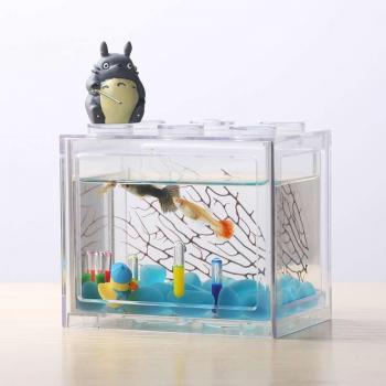 Pecera decorativa de 7 colores con luz para mesa