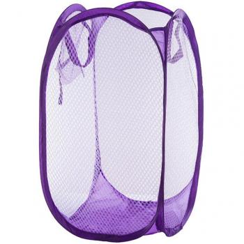 Foldable Purple Mesh Dorm Laundry Bucket