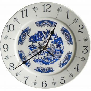Ceramic Blue Willow Wall Clock, Large