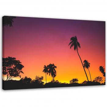 Cadre sur toile Palmiers Sunset Sea 60x40 violet