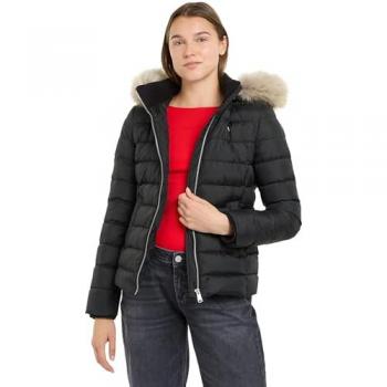 Giacca con cappuccio Tommy Jeans Basic Down nero puro donna