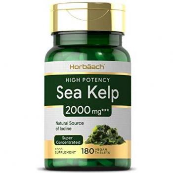 Vegan Sea Kelp 2000 mg – 180 Count, High Strength Iodine, Natural Source, 35:1 Extract