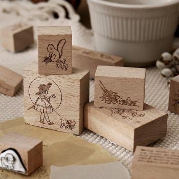 12PCS Poetry in the Countryside Wooden Stamps for Crafting