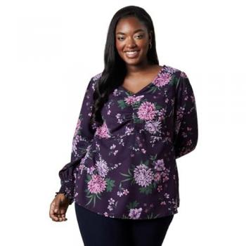 Womens Floral Ruched Front Top