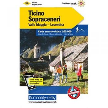 Tessin Sopraceneri Nr. 26 Wanderkarte 1:60 000: Valle Maggia, Leventina, water resistant, free Download mit HKF Outdoor App: Tessin Nord