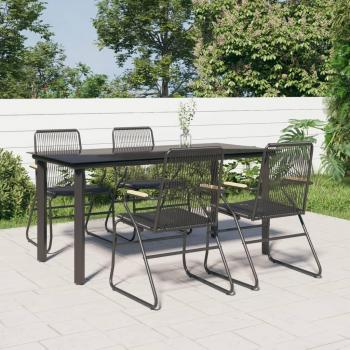 Mobili da Giardino Set da Pranzo 5 pz Nero Rattan PVC