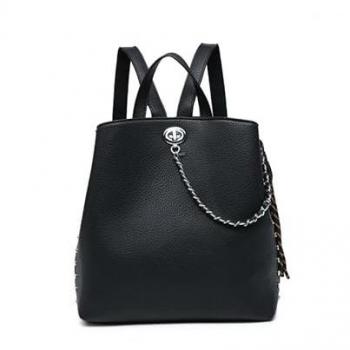 Black JFY Three‑Section Chain Backpack for Women