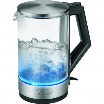 Bomann WKS 5032 G CB Glaskessel Edelstahl – 1,5 Liter, kabelloser Kessel, Beleuchtung, 2200 W