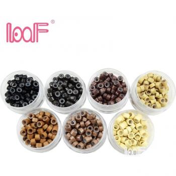 LOOF-extensions capillaires en silicone, 200 pièces, 5.0x3.0x3.0mm, anneaux, micro perles, outil pour cheveux humains, 7 couleurs