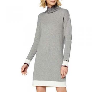 Tommy Hilfiger Damen Hadria Turtle-NK Kleid, Grau (Größe S)