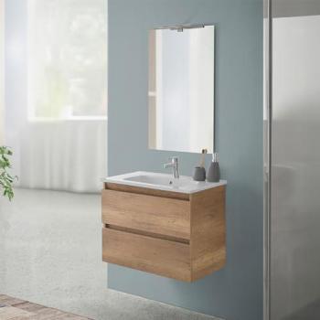 Mobile bagno sospeso 70 rovere naturale con 2 cassetti Nadia