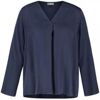 SAMOON Damen Langarmbluse V-Ausschnitt in Blau 44/L