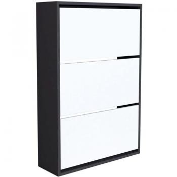 Almacén de zapatos de diseño minimalista, 110×74×24 cm, blanco con acento negro antracita
