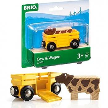 Brio 33406 7312350334067 Tierwagen mit Kuh BRIO® WORLD Holzeisenbahnen, ab 3 Jahren, Die Kuh hat