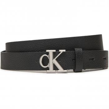 Ceinture CK 25 mm en cuir noir, plaque monogramme – 85 cm (Femelle)
