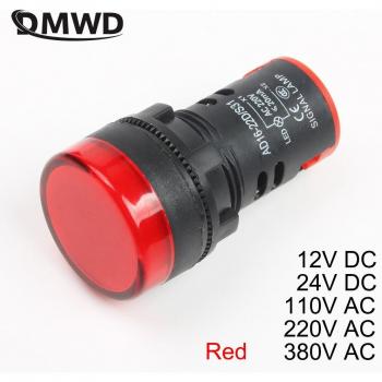20 pcs Lampe de signalisation rouge AD16-22DS 22mm étanche AC DC 12V 24V 110V 220V 380V 20mA bouton