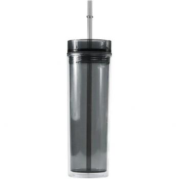 16oz Clear Insulated Tumbler with Lid and Straw