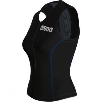 Triathlon‑Sportshirt Top Arena ST 2.0 für Damen – Ärmel­los, Schwarz/Blau, S