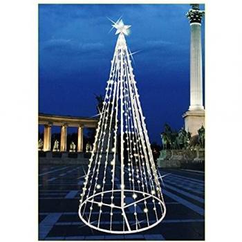 Alberello di Natale 3D con stella e luci a LED bianche fredde, altezza 80 cm, lunghezza 200 cm